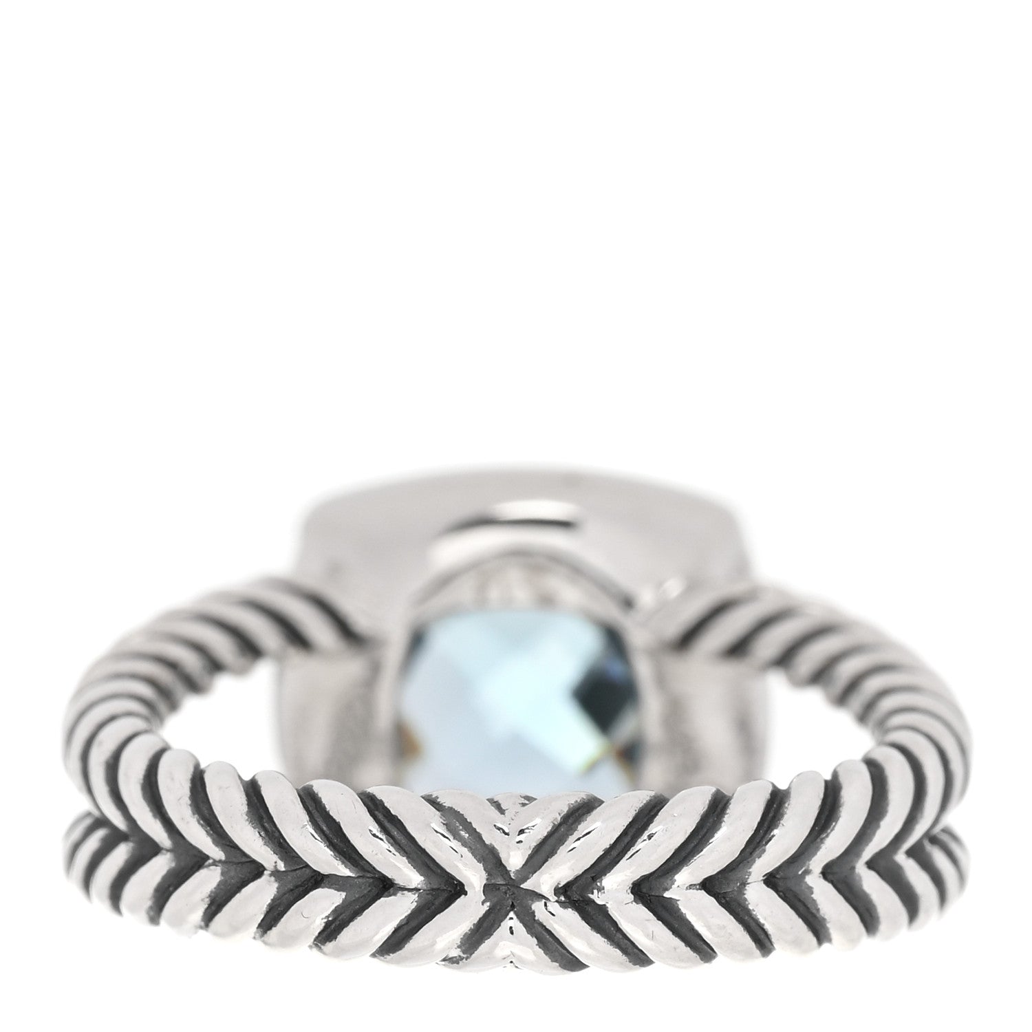 David Yurman Sterling Silver Sapphire Blue Topaz 7mm Petite Albion Ring 52 6 3 of 4