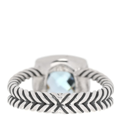 David Yurman Sterling Silver Sapphire Blue Topaz 7mm Petite Albion Ring 52 6 3 of 4