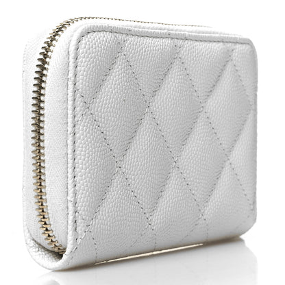 Chanel Caviar Quilted Striated CC Zip Coin Purse White 3 of 8