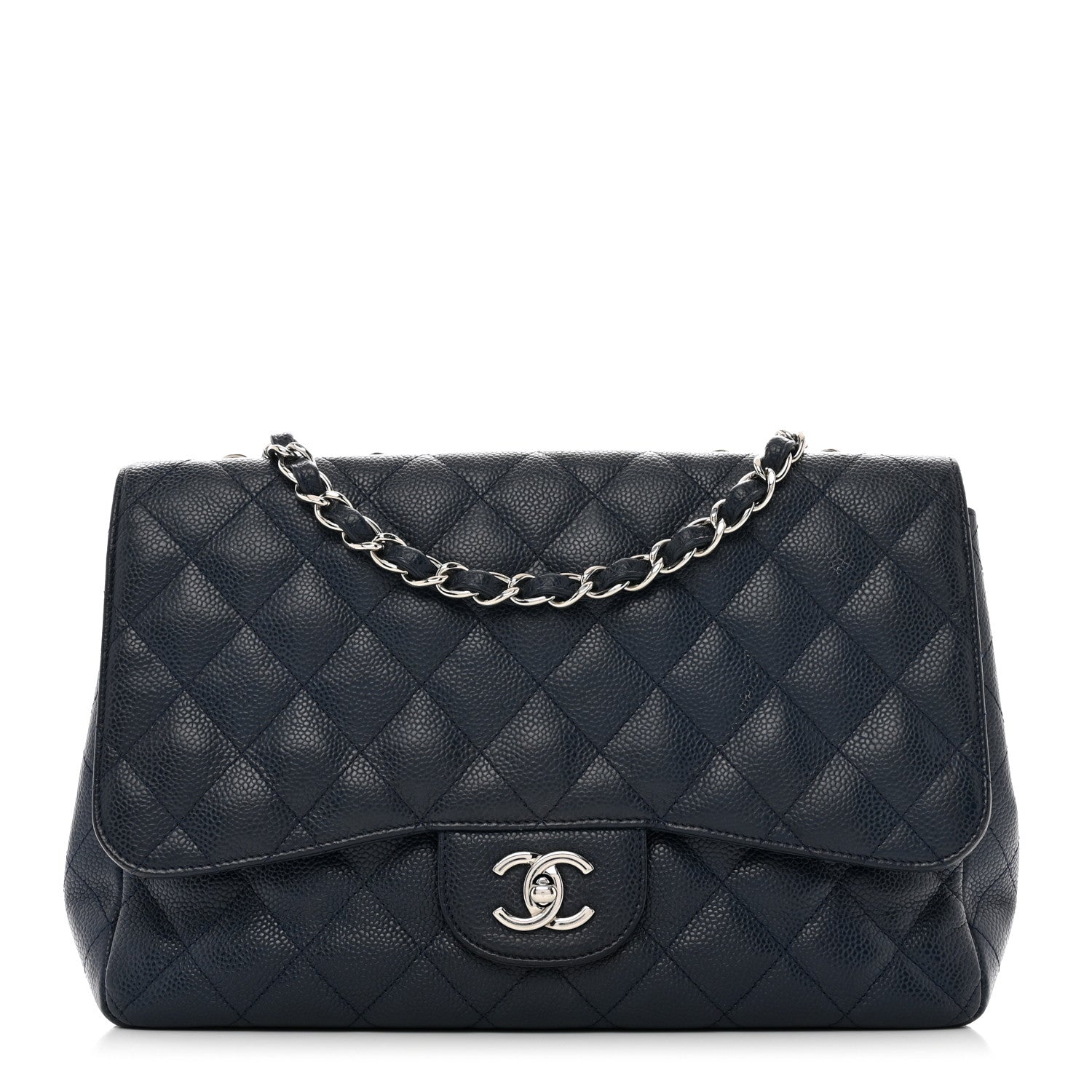 Chanel Caviar Quilted Jumbo Single Flap Navy 1 of 11