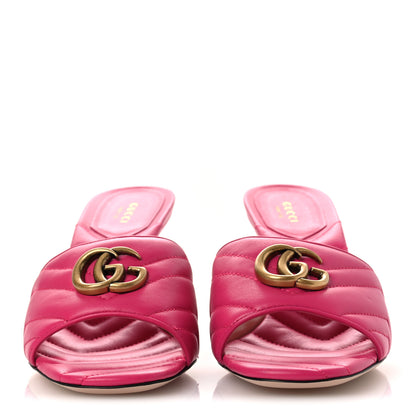 Gucci Nappa Matelasse GG Marmont 75mm Slide Sandals 36 Box Pink 38 Box Pink 3 of 13