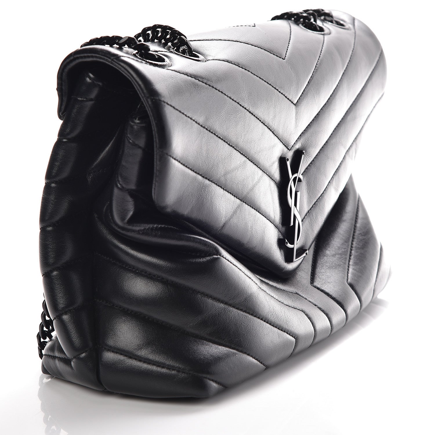 Saint Laurent Calfskin Y Quilted Monogram Medium Loulou Chain Satchel Black 10 of 10