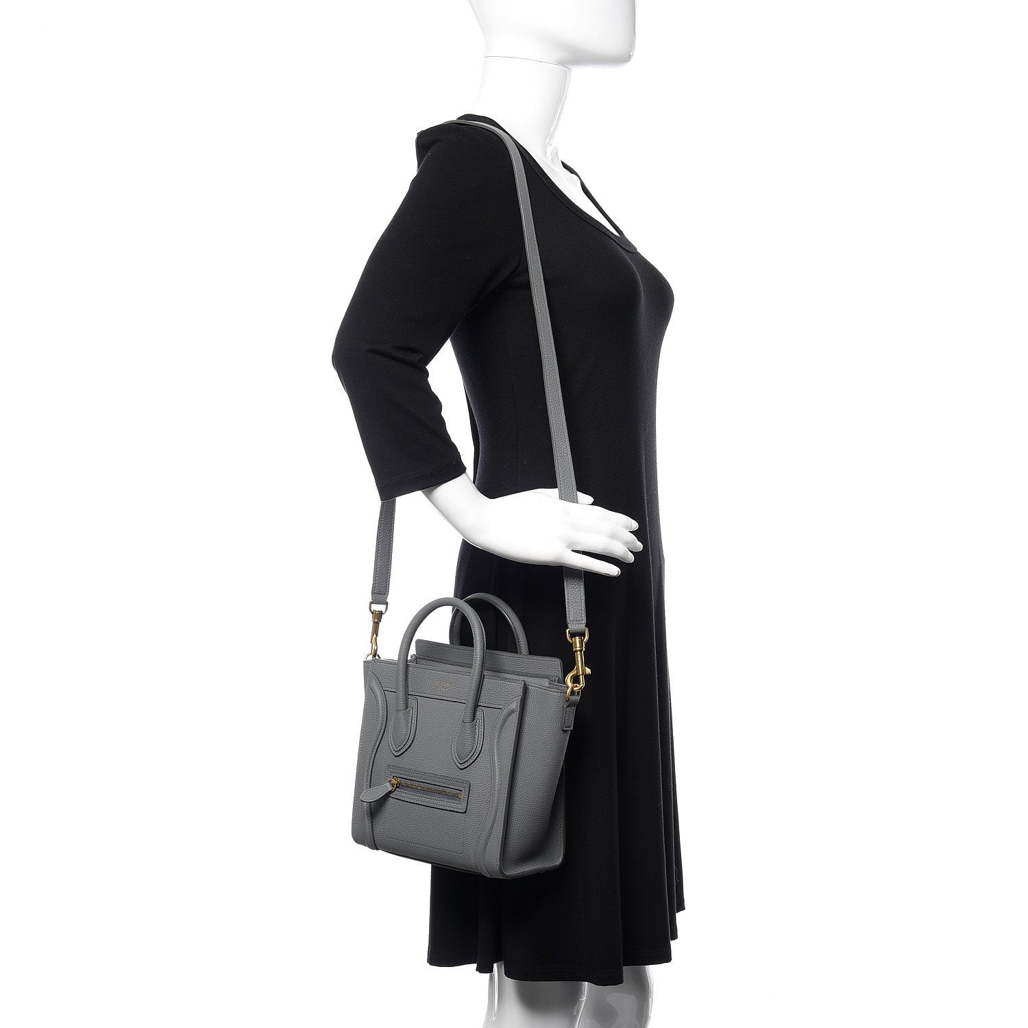 Celine Drummed Calfskin Nano Luggage Kohl 2 of 12