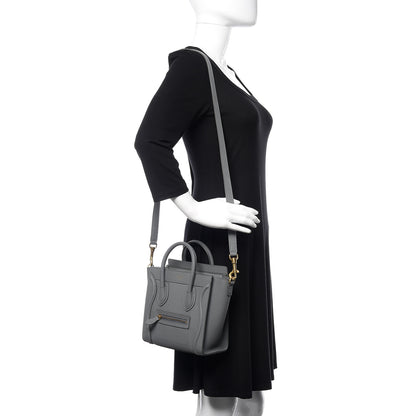 Celine Drummed Calfskin Nano Luggage Kohl 2 of 12