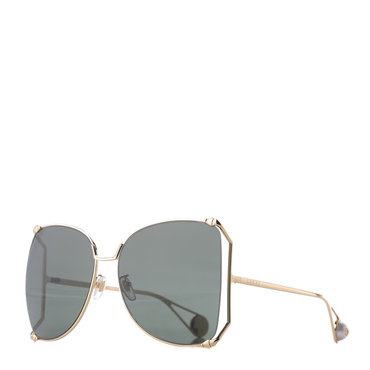 Gucci Oversized Round Sunglasses GG0252S Gold 1 of 9