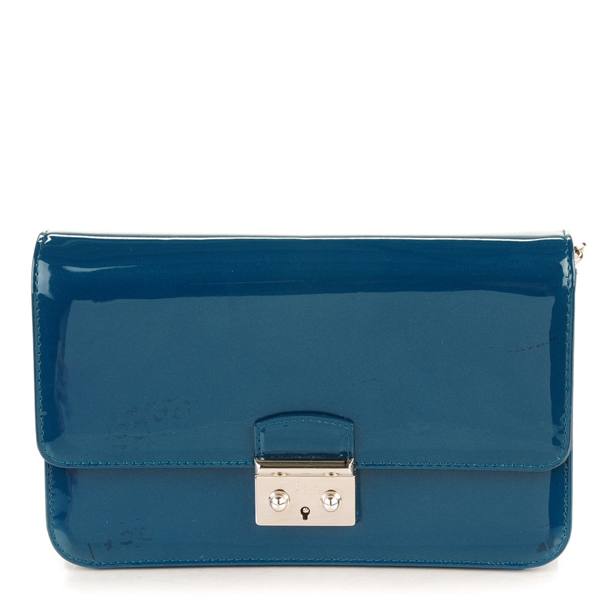Christian Dior Metallic Box Patent Calfskin Miss Dior Promenade Pouch Royal Blue 1 of 8