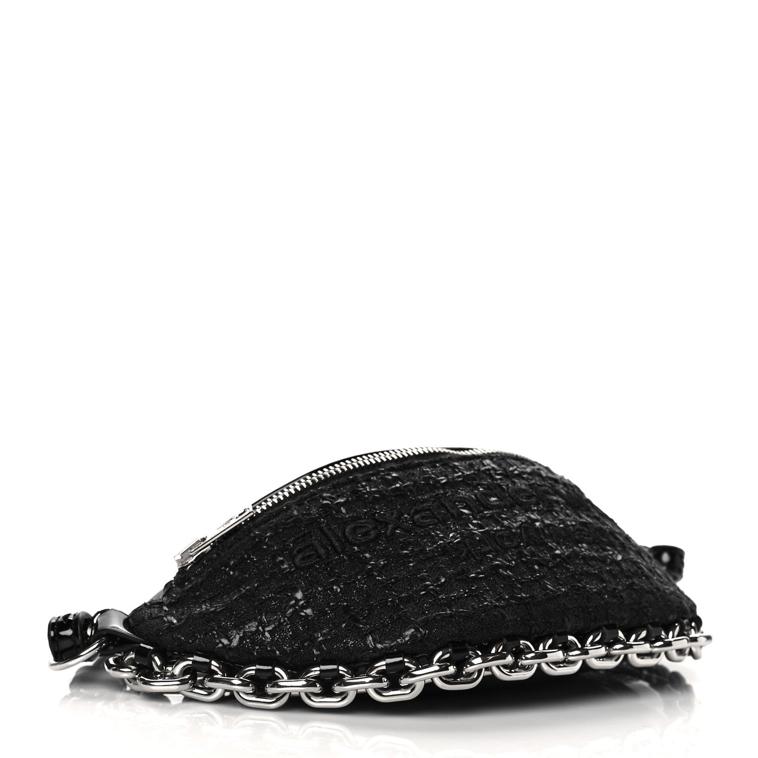 Alexander Wang Patent Tweed Chain Embellished Attica Belt Bag Black 4 of 9