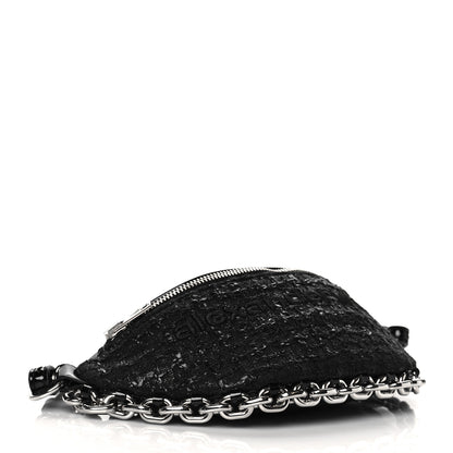 Alexander Wang Patent Tweed Chain Embellished Attica Belt Bag Black 4 of 9