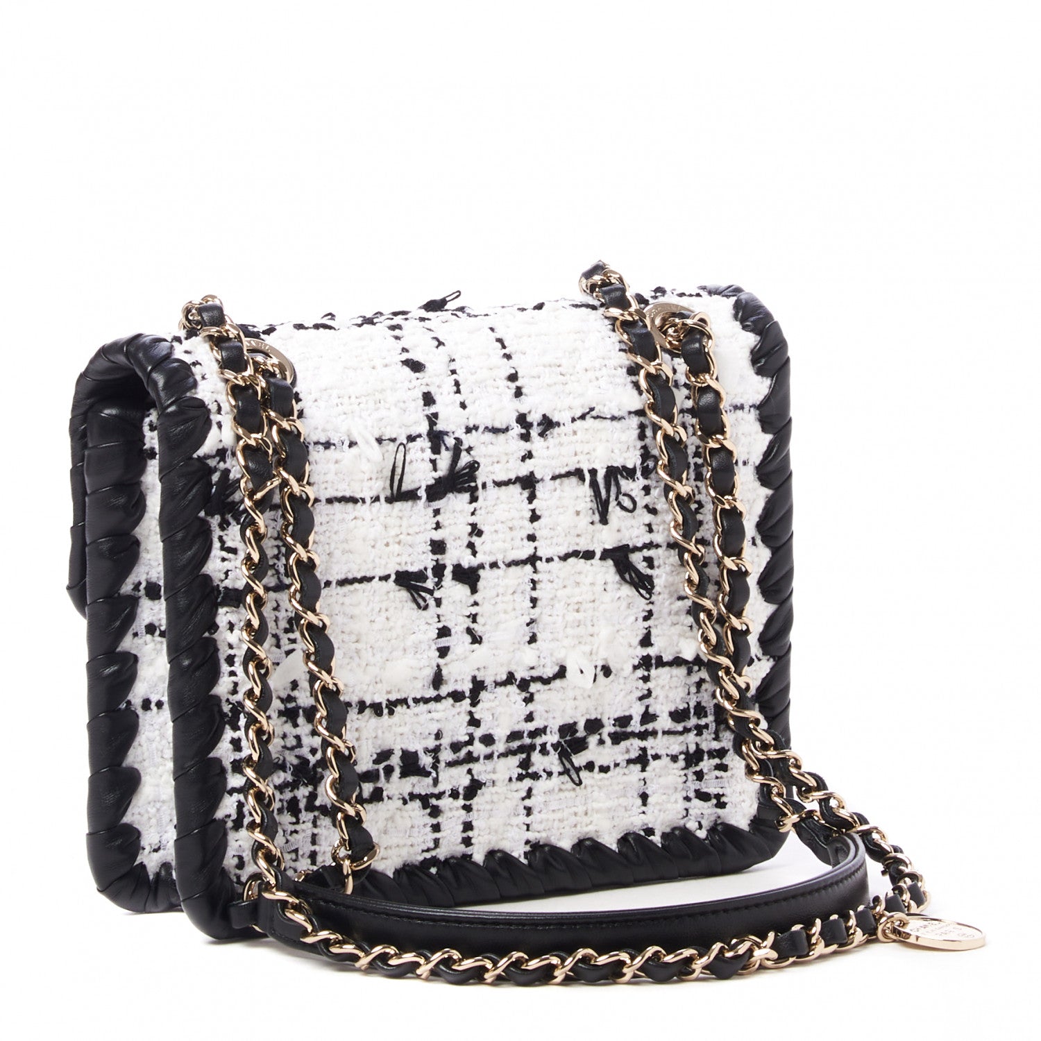 Chanel Tweed Braided Calfskin Mini My Own Frame Flap Grey Black 3 of 10