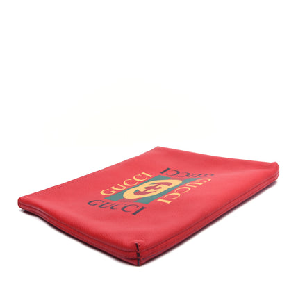 Gucci Pebbled Calfskin Medium Logo Portfolio Clutch Hibiscus Red 4 of 9