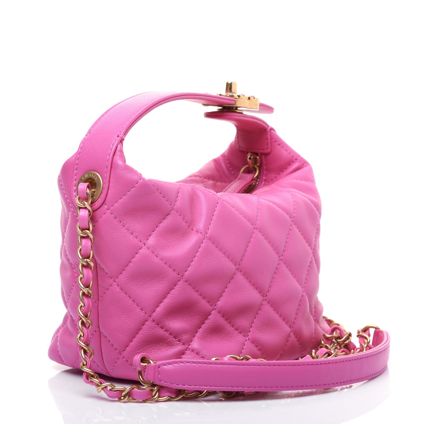 Lambskin Quilted Small Perfect Meeting Hobo Pink