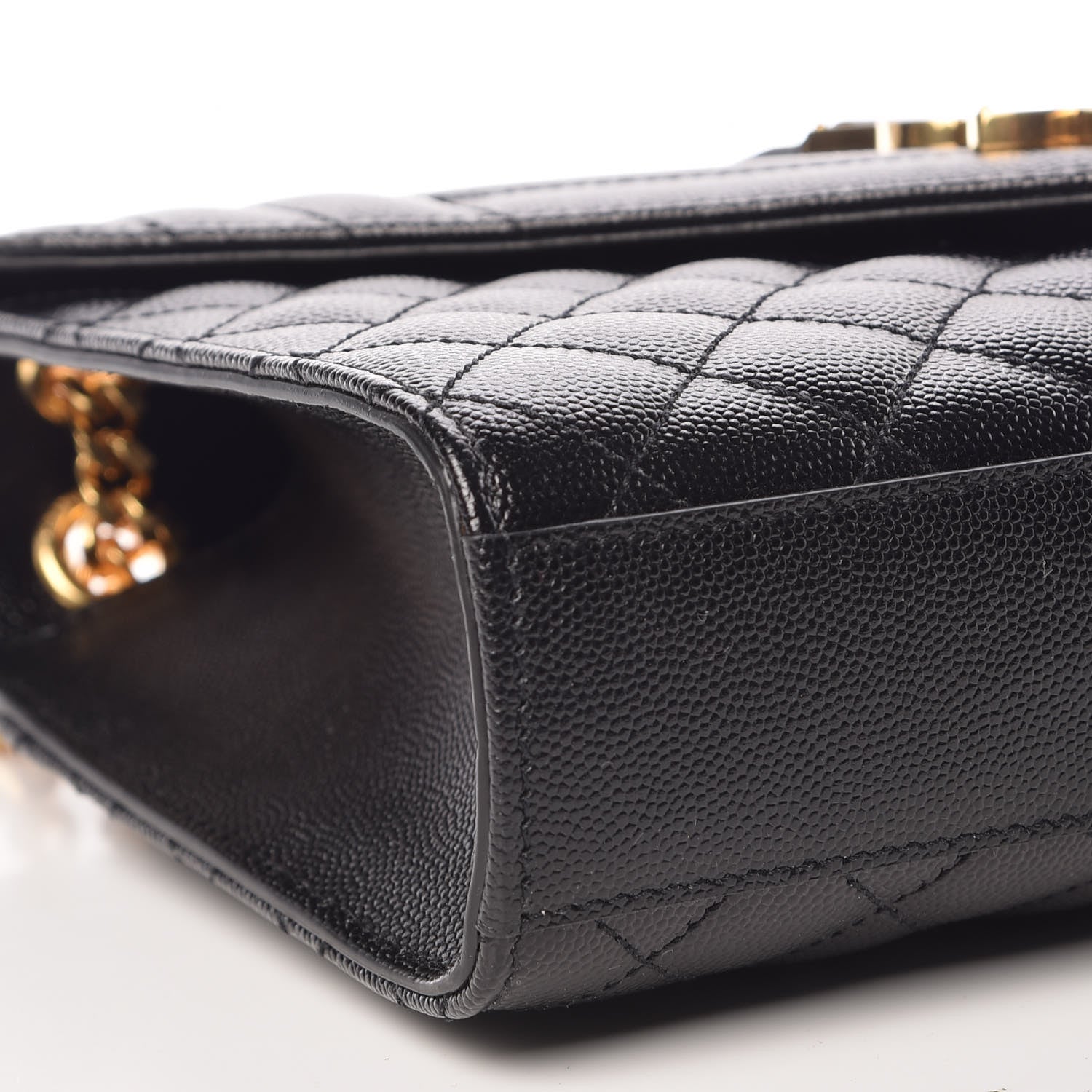 Saint Laurent Grain De Poudre Textured Mixed Matelasse Triquilt Medium Monogram Satchel Black 5 of 10