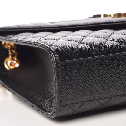 Saint Laurent Grain De Poudre Textured Mixed Matelasse Triquilt Medium Monogram Satchel Black 5 of 10