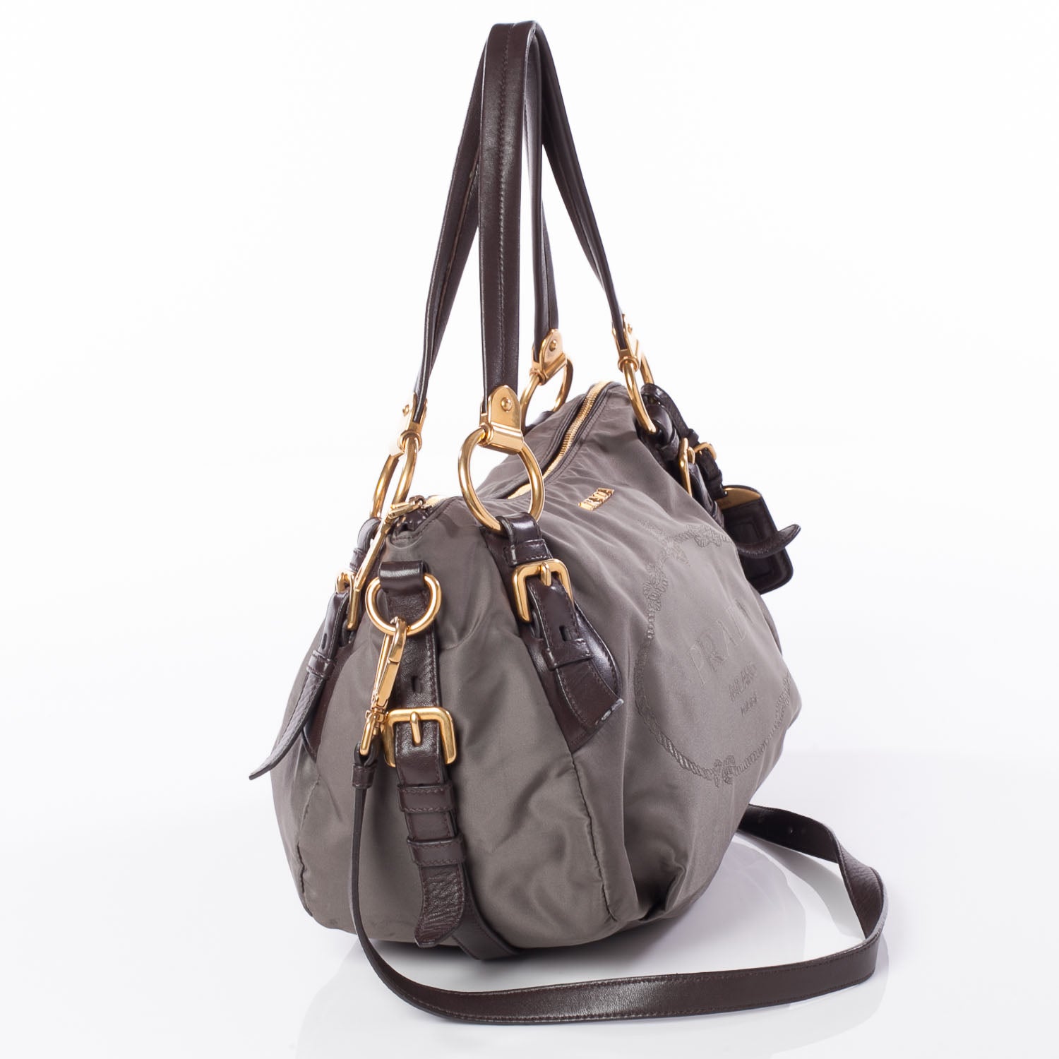 Prada Tessuto Nylon Jacquard Logo Aviator Satchel 3 of 10