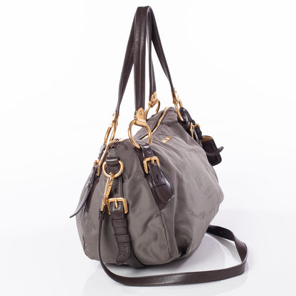 Prada Tessuto Nylon Jacquard Logo Aviator Satchel 3 of 10