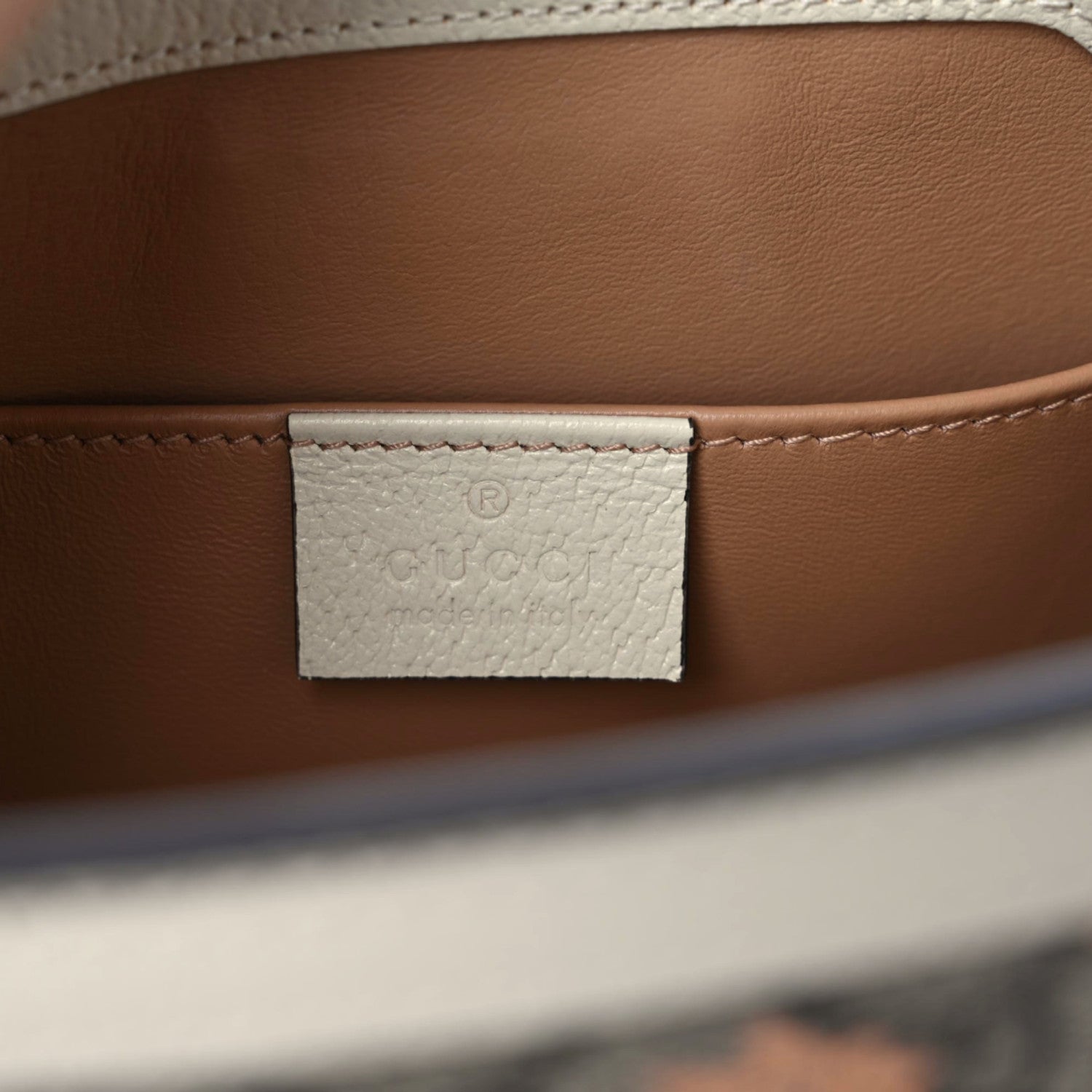 Gucci GG Supreme Monogram Berry Textured Dollar Calfskin Small Padlock Tote Beige Ebony Light Copper Mystic White 8 of 9