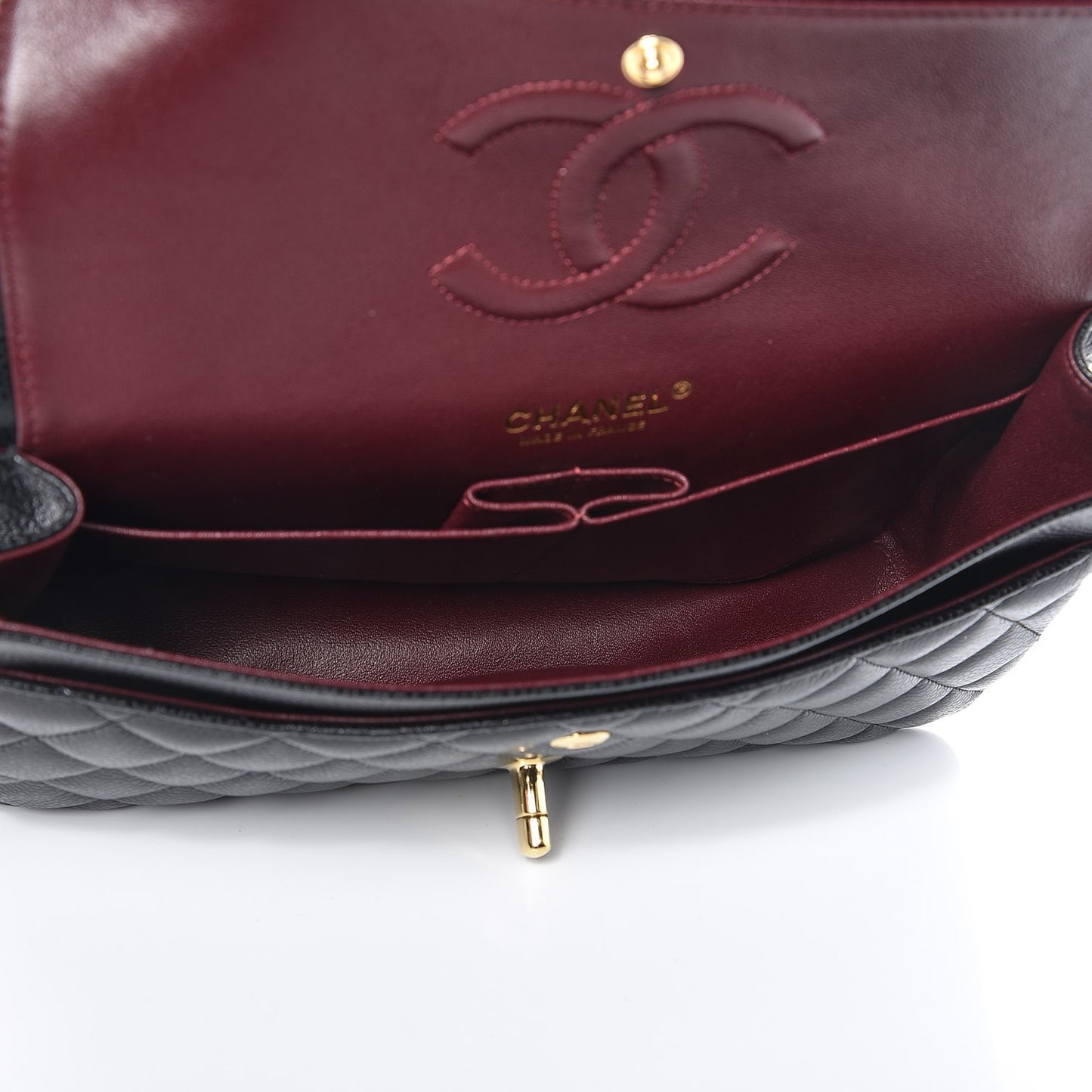 Caviar Quilted Medium Double Flap Black
