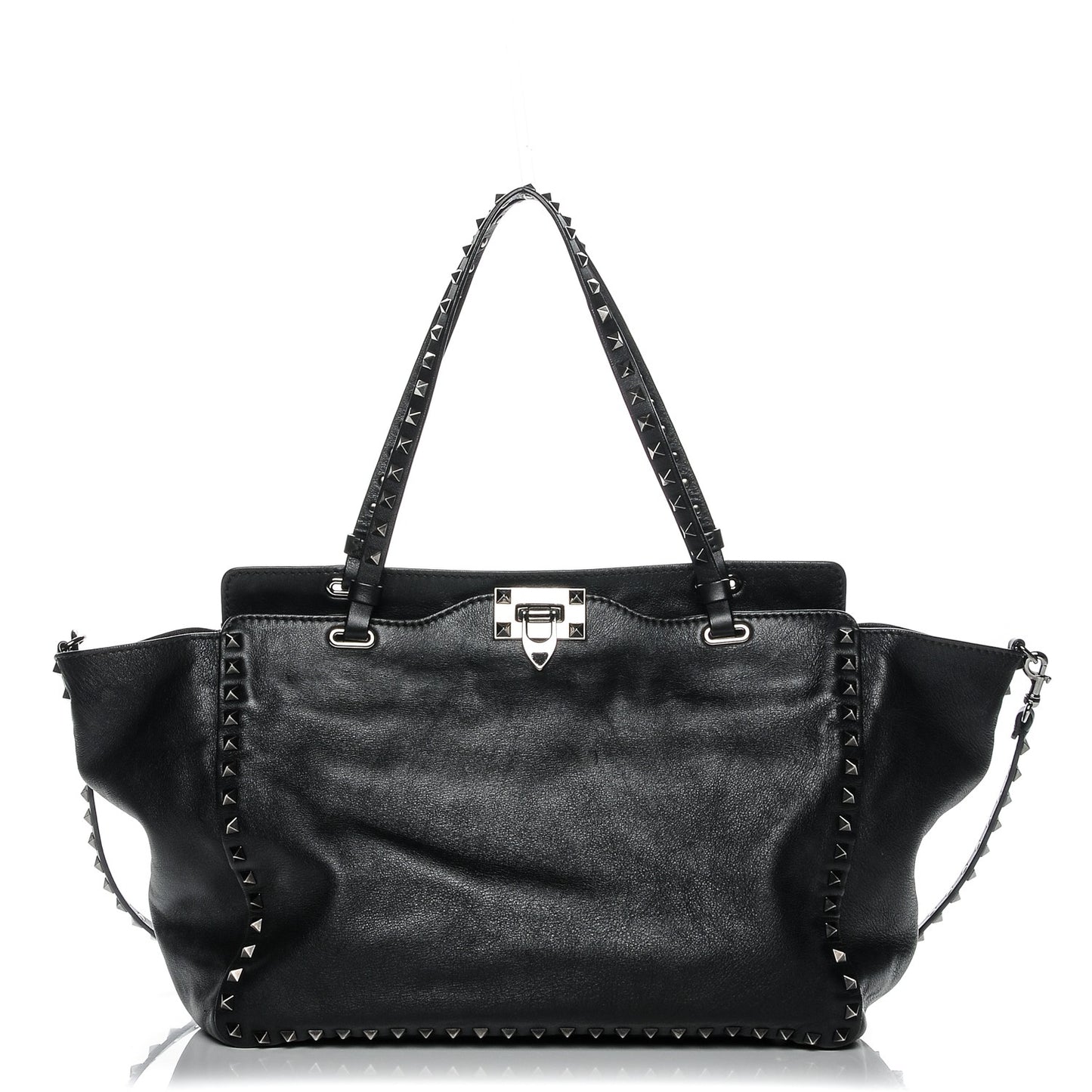 Vitello Medium Rockstud Tote Black
