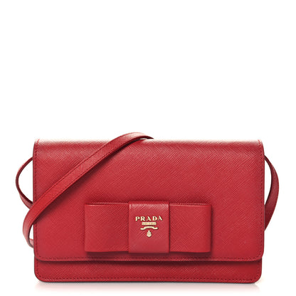 Prada Saffiano Fiocco Bow Flap Wallet Fuoco 1 of 13
