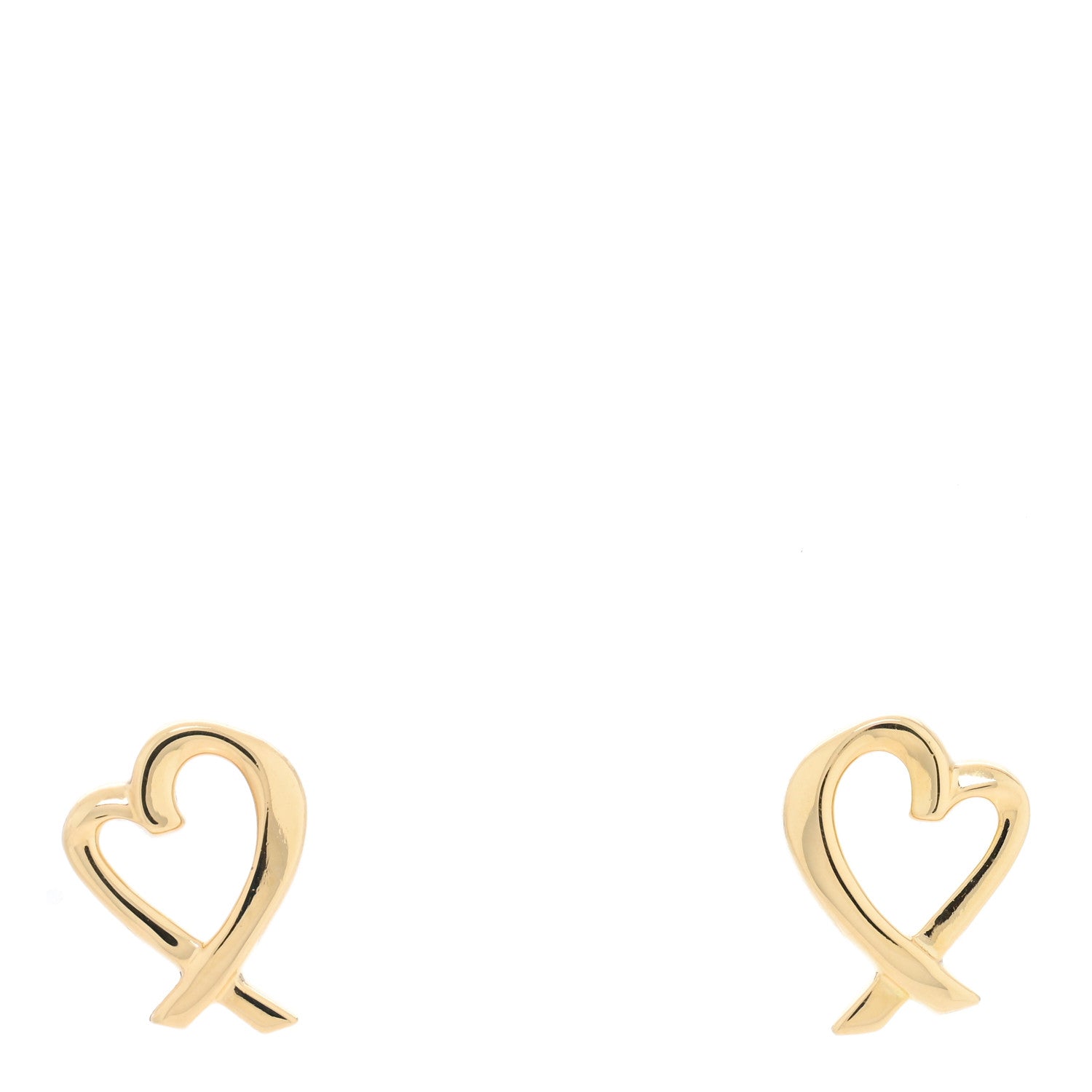 Tiffany 18K Yellow Gold Mini Paloma Picasso Loving Heart Earrings 1 of 4