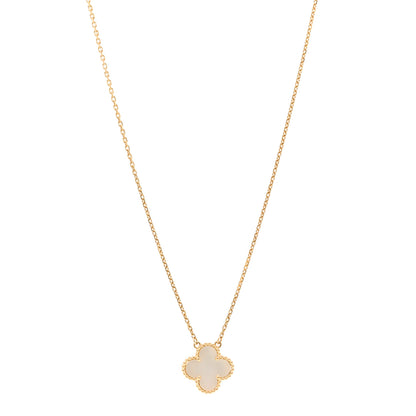 Van Cleef & Arpels 18K Yellow Gold Mother of Pearl Vintage Alhambra Pendant Necklace 1 of 6
