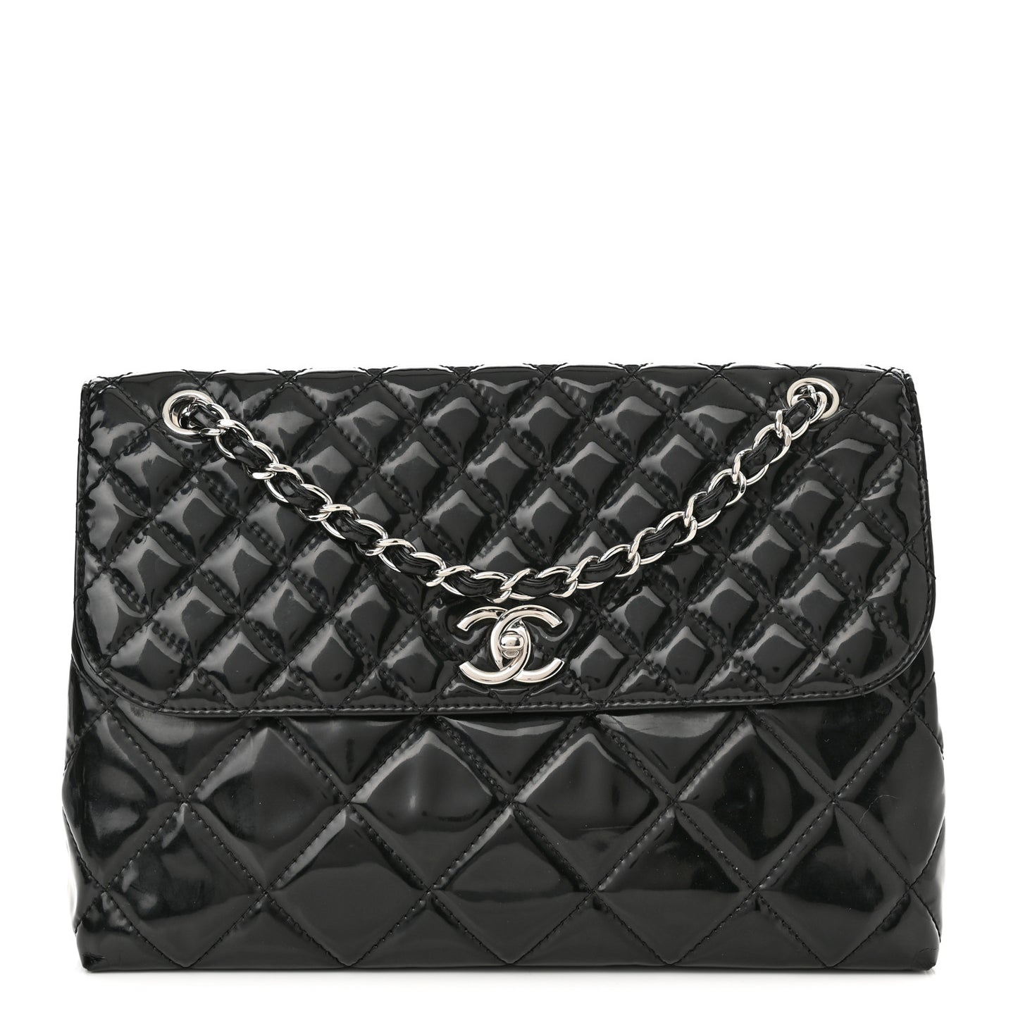 Vinyl Quilted In the Business Flap Bag Black