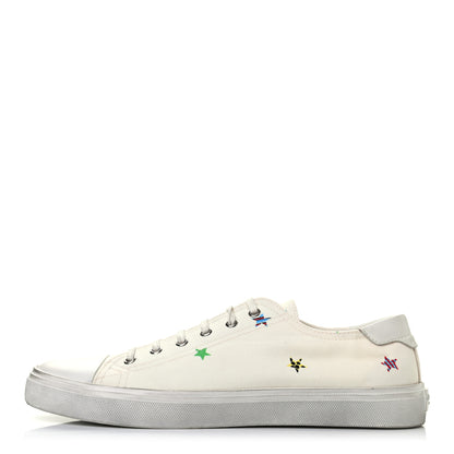 Saint Laurent Canvas Fun-Star Print Mens Bedford Sneakers 42 Cream 1 of 9