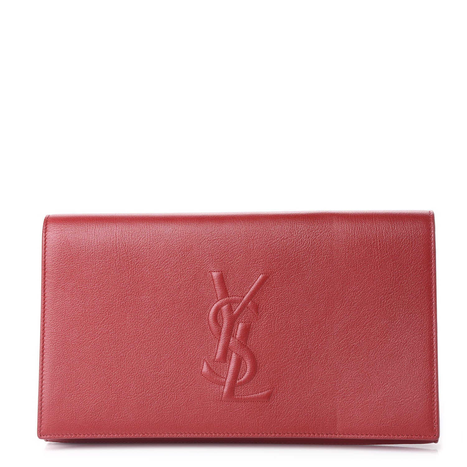 Saint Laurent Calfskin Monogram Large Belle De Jour Clutch Red 1 of 8