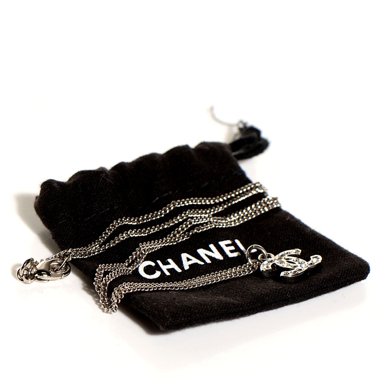 Chanel Crystal CC Necklace Silver 4 of 4