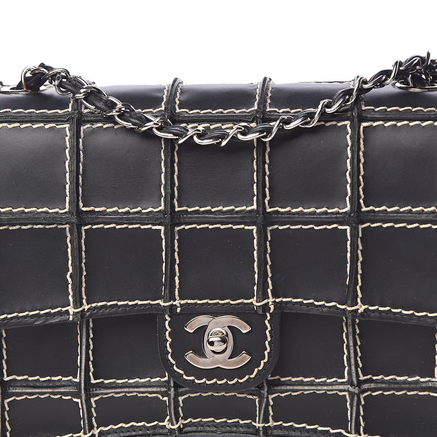 Chanel Lambskin Contrast Square Stitch Flap Black 9 of 12