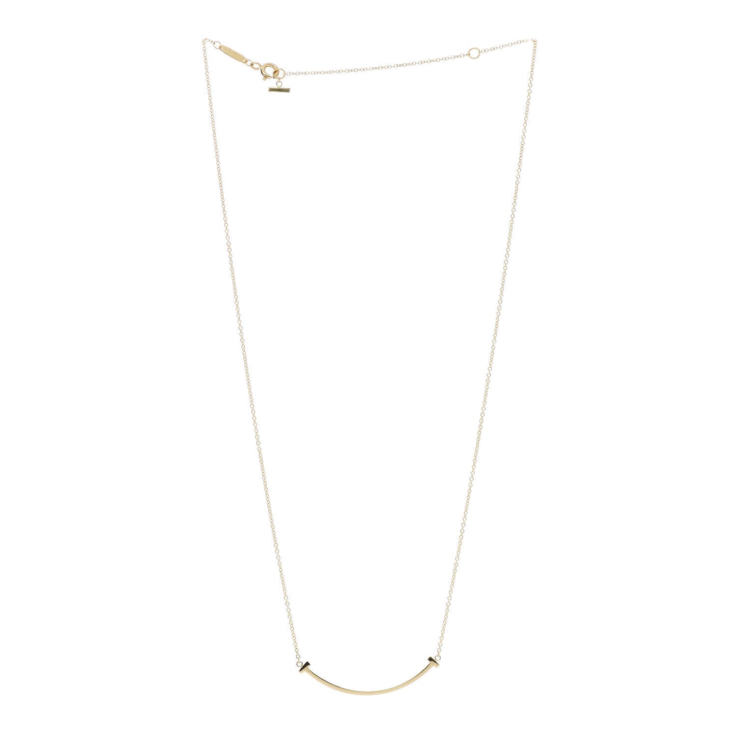 18K Yellow Gold Small T Smile Pendant Necklace