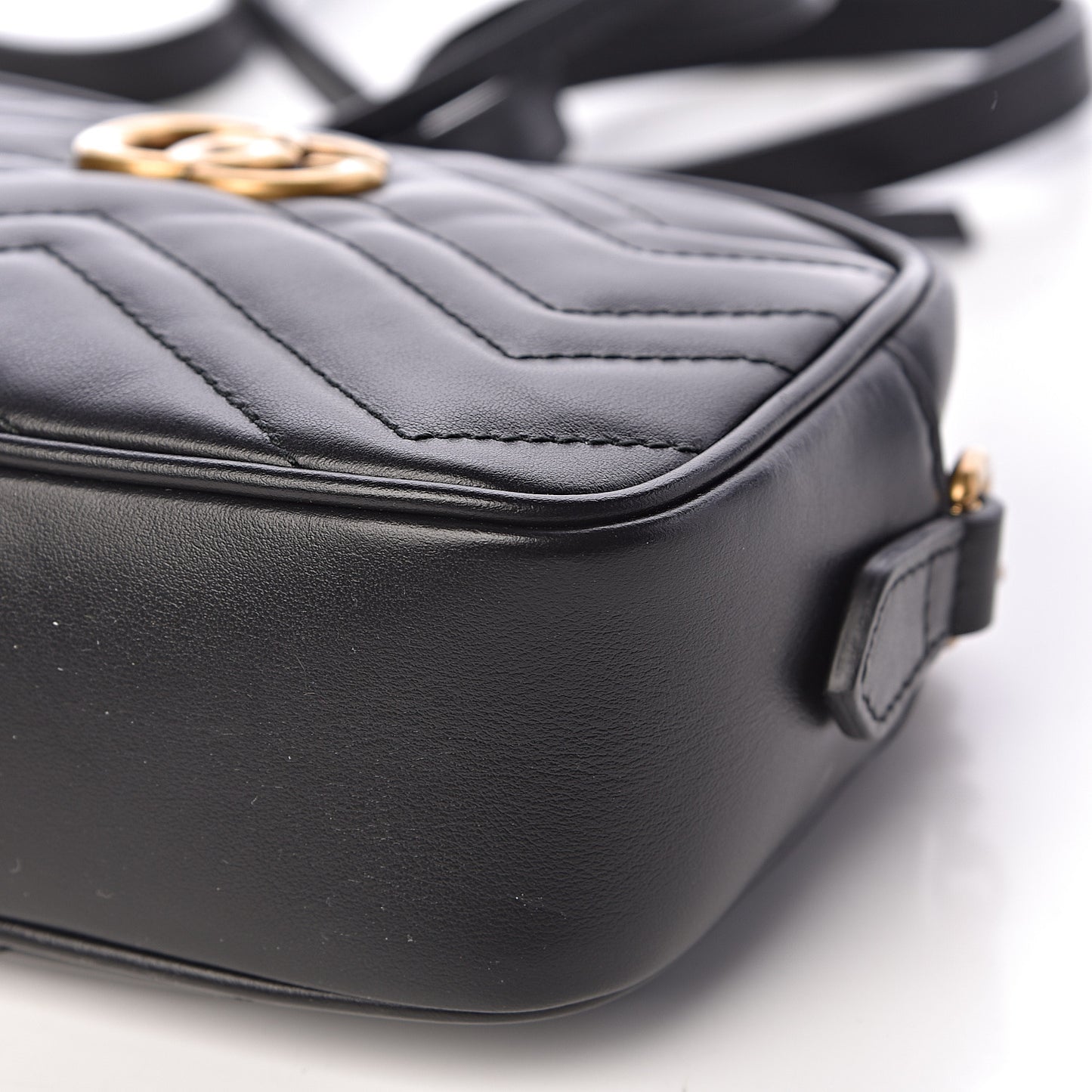 Calfskin Matelasse Mini GG Marmont Chain Shoulder Bag Black