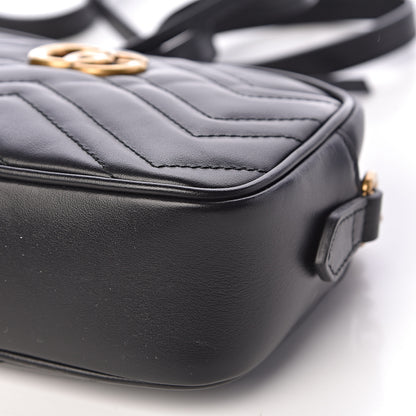 Gucci Calfskin Matelasse Mini GG Marmont Chain Shoulder Bag Black 9 of 10