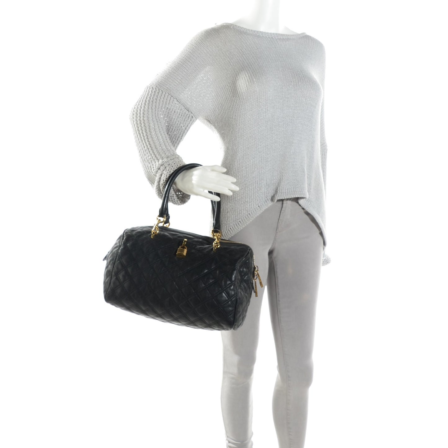 Lacquered Goatskin Quilted Westside Black