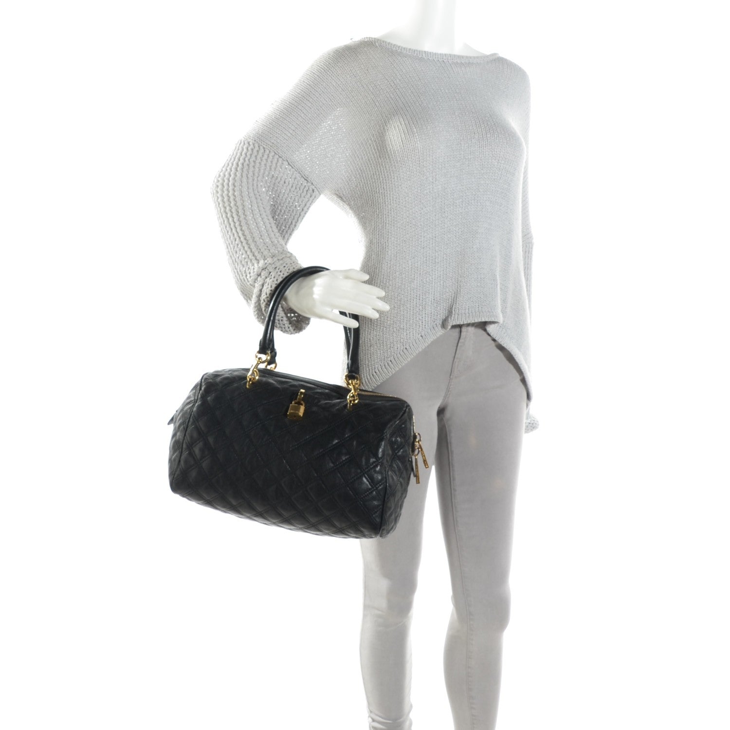 Marc Jacobs Lacquered Goatskin Quilted Westside Black 2 of 9