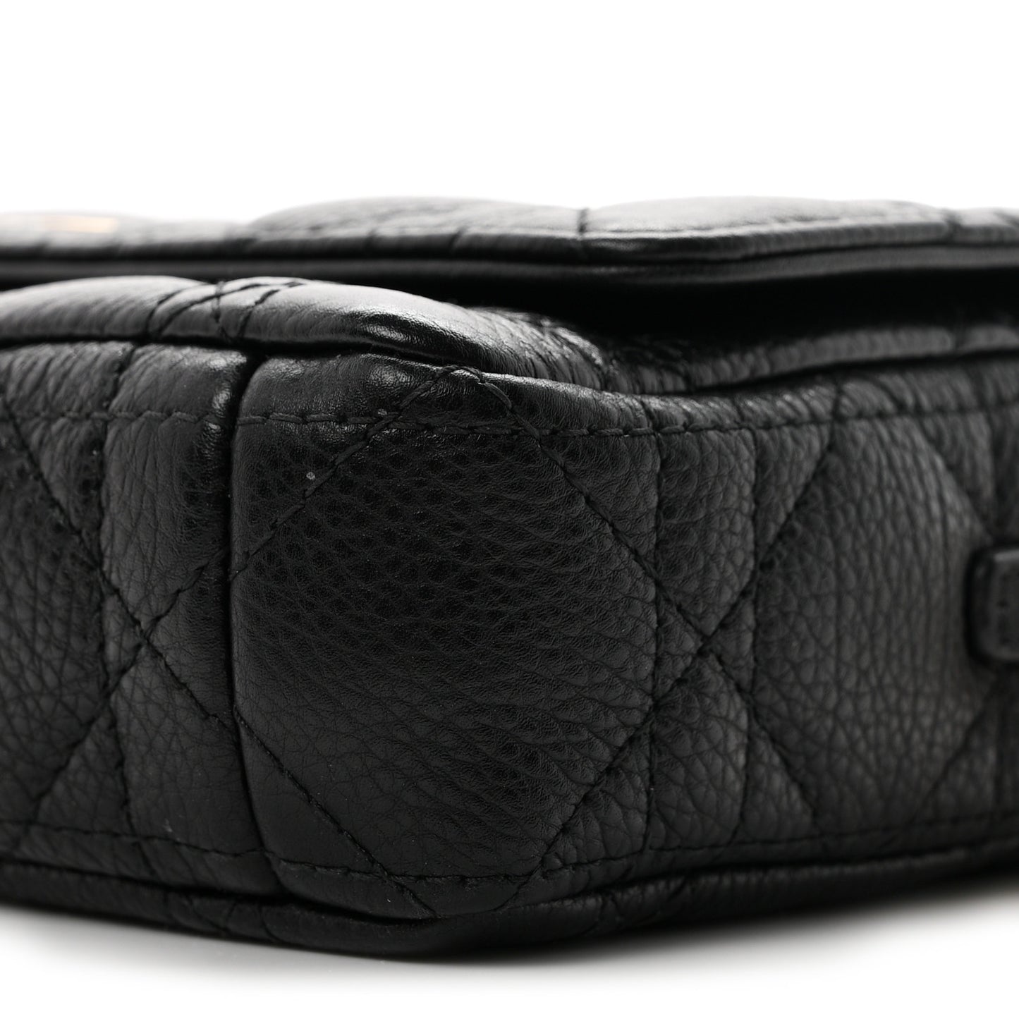 Supple Calfskin Cannage Caro Pouch With Chain  Black