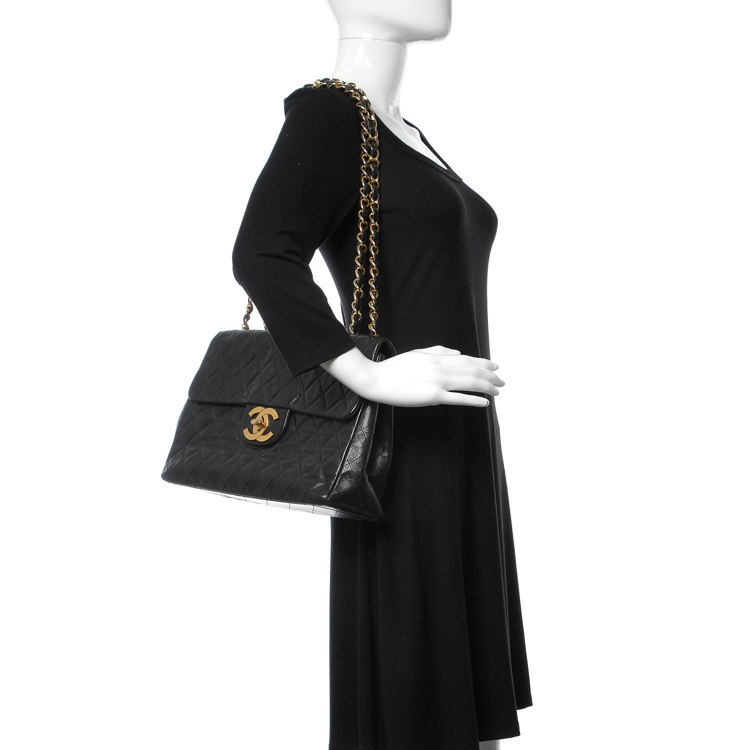 Chanel Lambskin Quilted XL Jumbo Single Flap Black 3 of 11