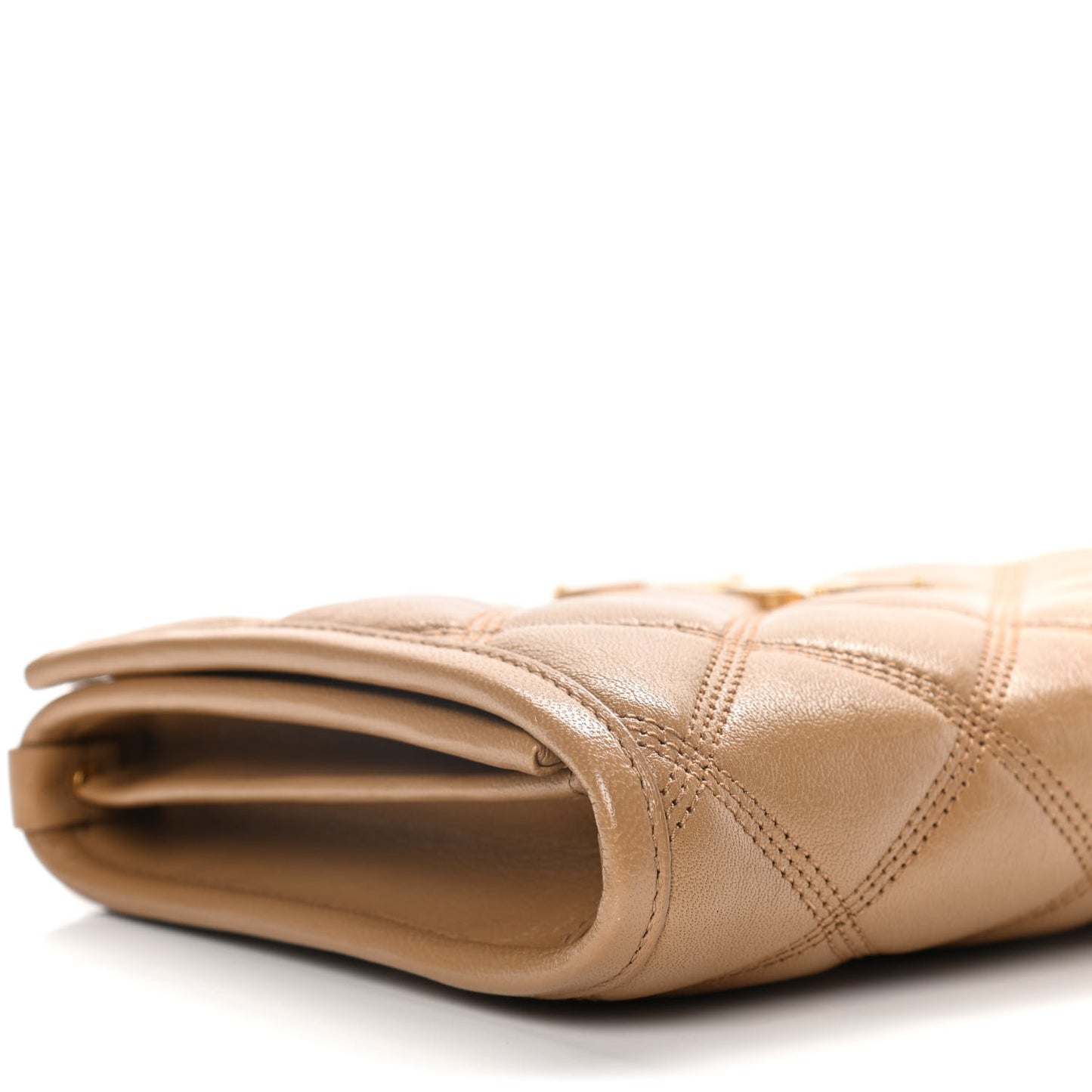Lambskin Diamond Quilted Becky Chain Wallet Gold Sand