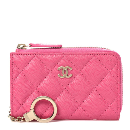 Chanel Caviar Quilted Zipped Key Holder Case Pink 1 of 9