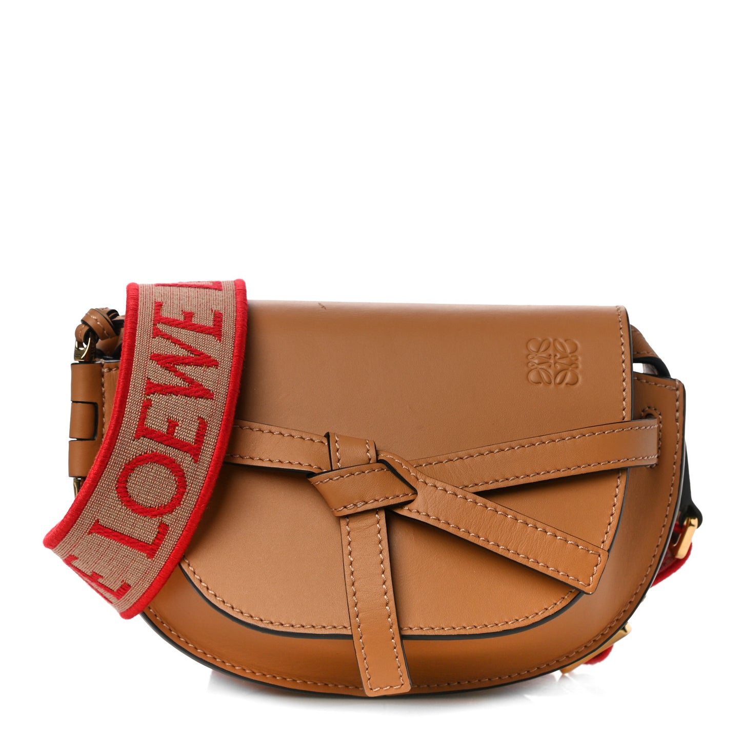 Calfskin Jacquard Mini Gate Dual Bag Tan