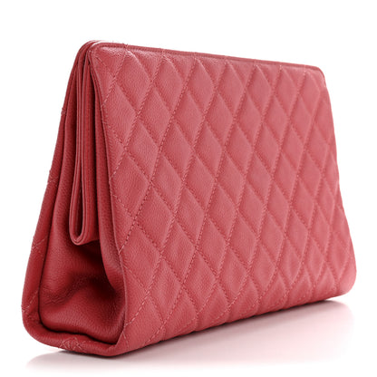 Chanel Caviar Quilted CC Large Clutch Coral 3 of 10