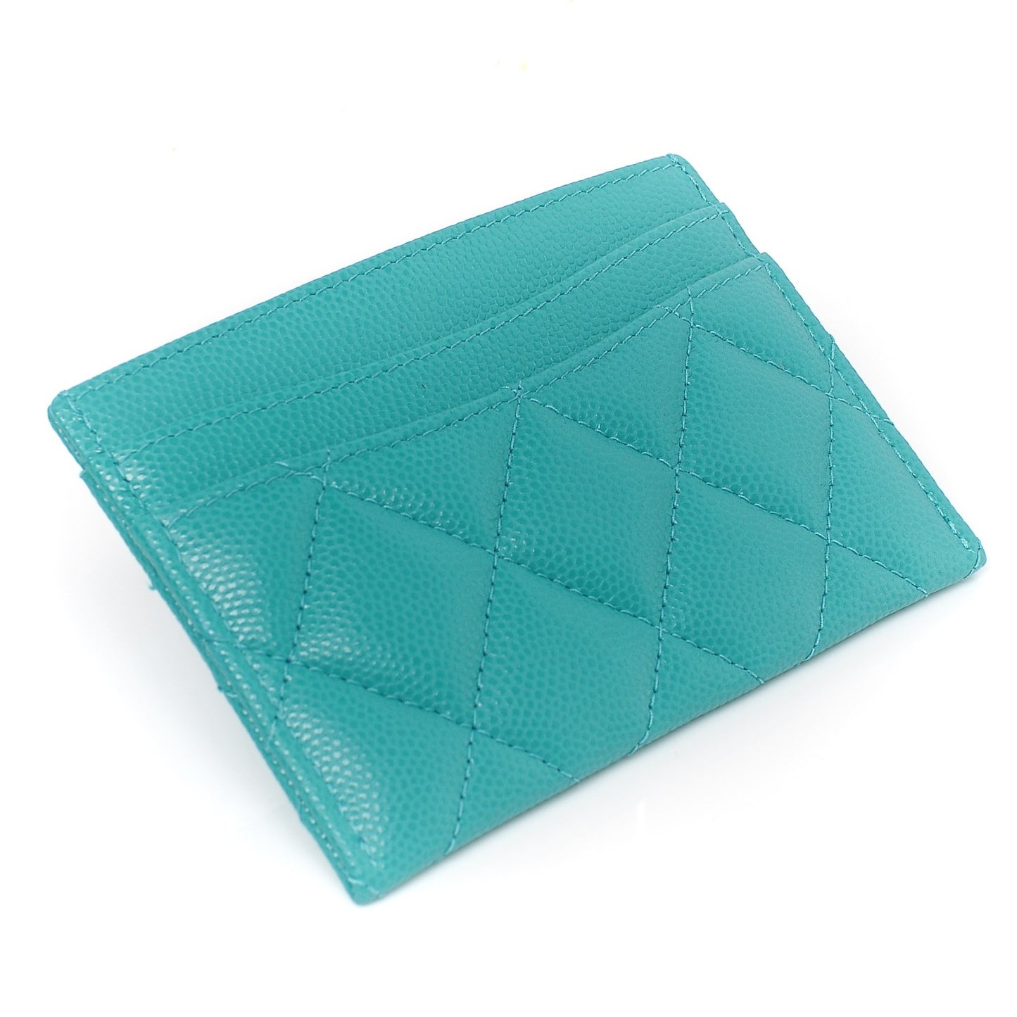 Caviar Quilted Card Holder Turquoise