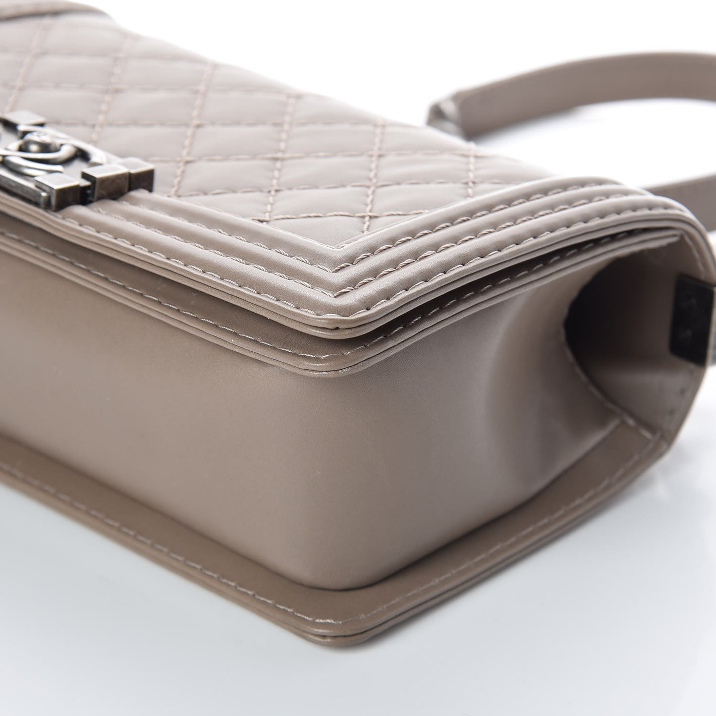 Calfskin Stitched Medium Boy Flap Taupe