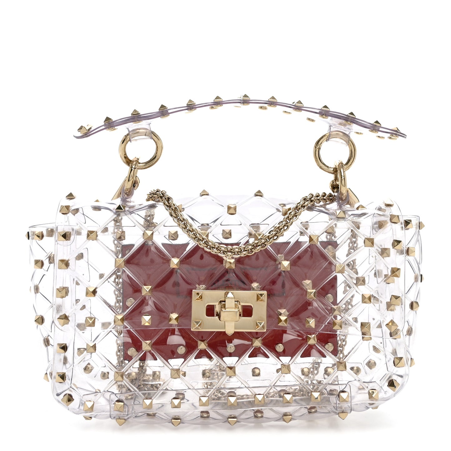 PVC Small Rockstud Spike Shoulder Bag