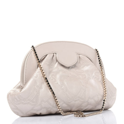 Versace Nappa Barocco Quilted Medusa Chain Clutch Bone 2 of 11