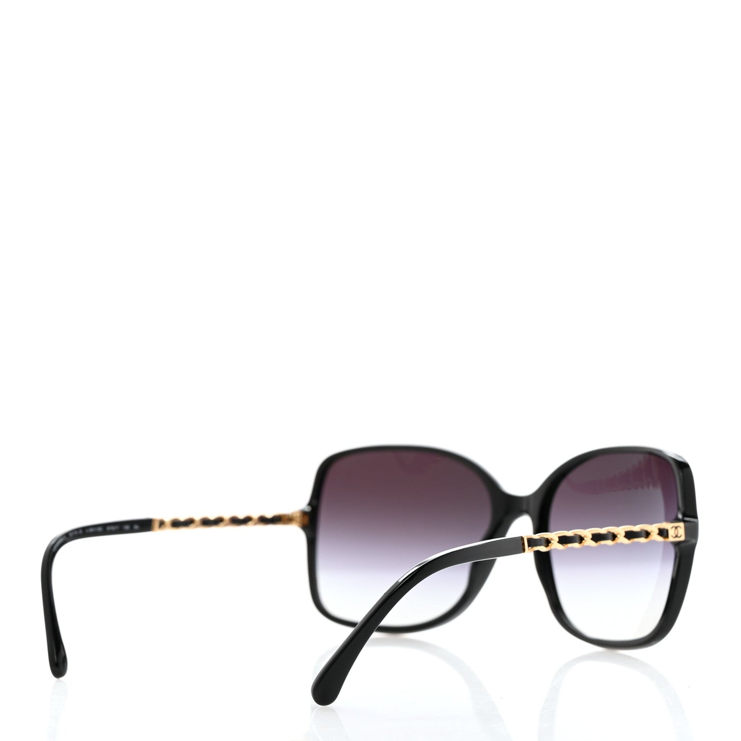 Acetate Lambskin Chain Square Sunglasses 5210-Q Black