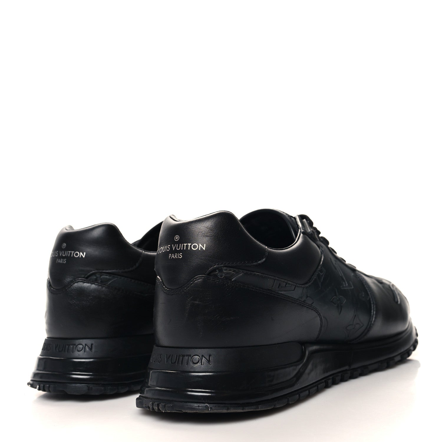 Louis Vuitton Iridescent Textile Monogram Calfskin Mens Run Away Sneakers 10 Black 4 of 9