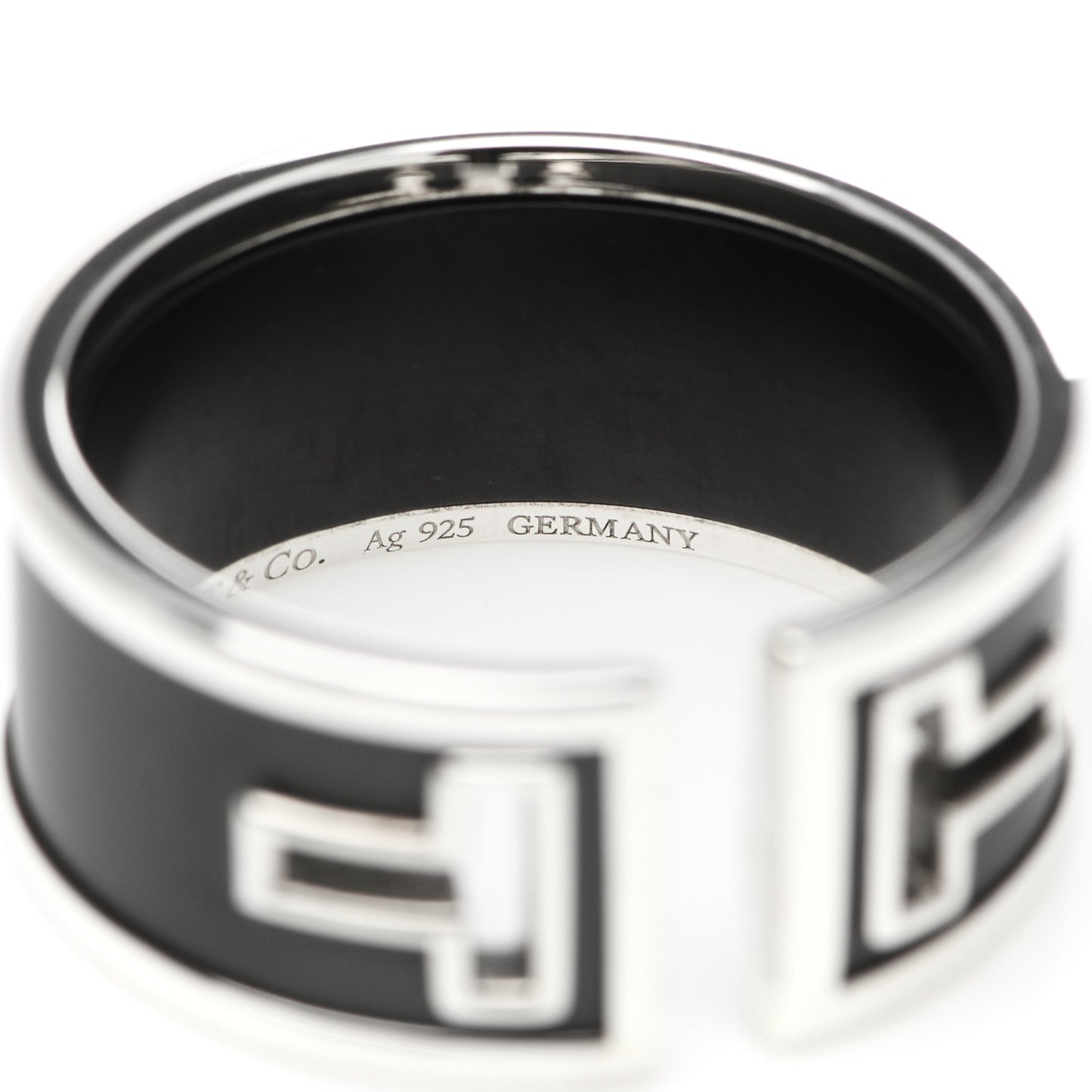 Sterling Silver Black Ceramic T Cutout Ring 63 10.25