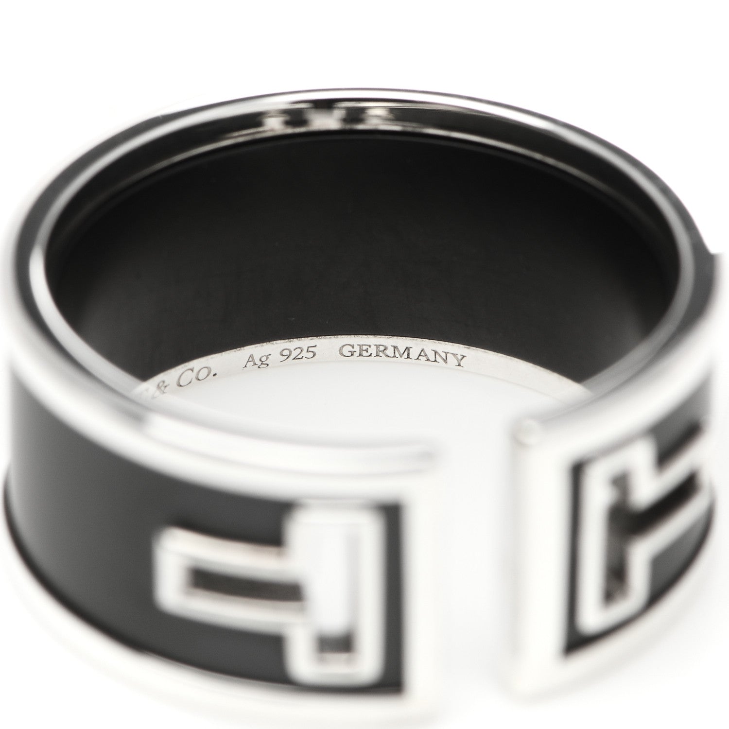 Tiffany Sterling Silver Black Ceramic T Cutout Ring 63 10.25 5 of 5