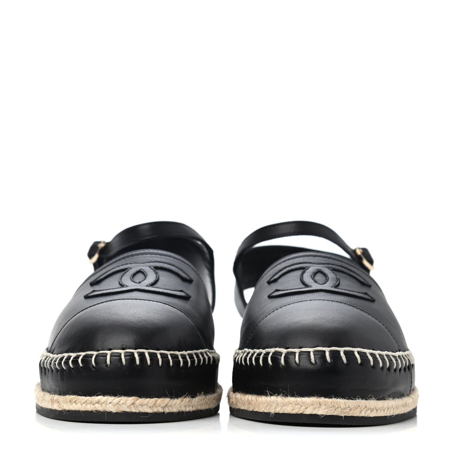 Chanel Lambskin Cap Toe CC Espadrilles Sandals 42 Black 2 of 4